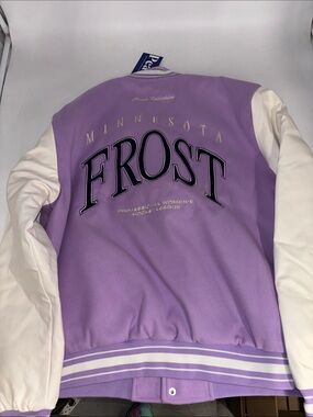 Minnesota Frost Lavender and White Varsity Leather Jacket